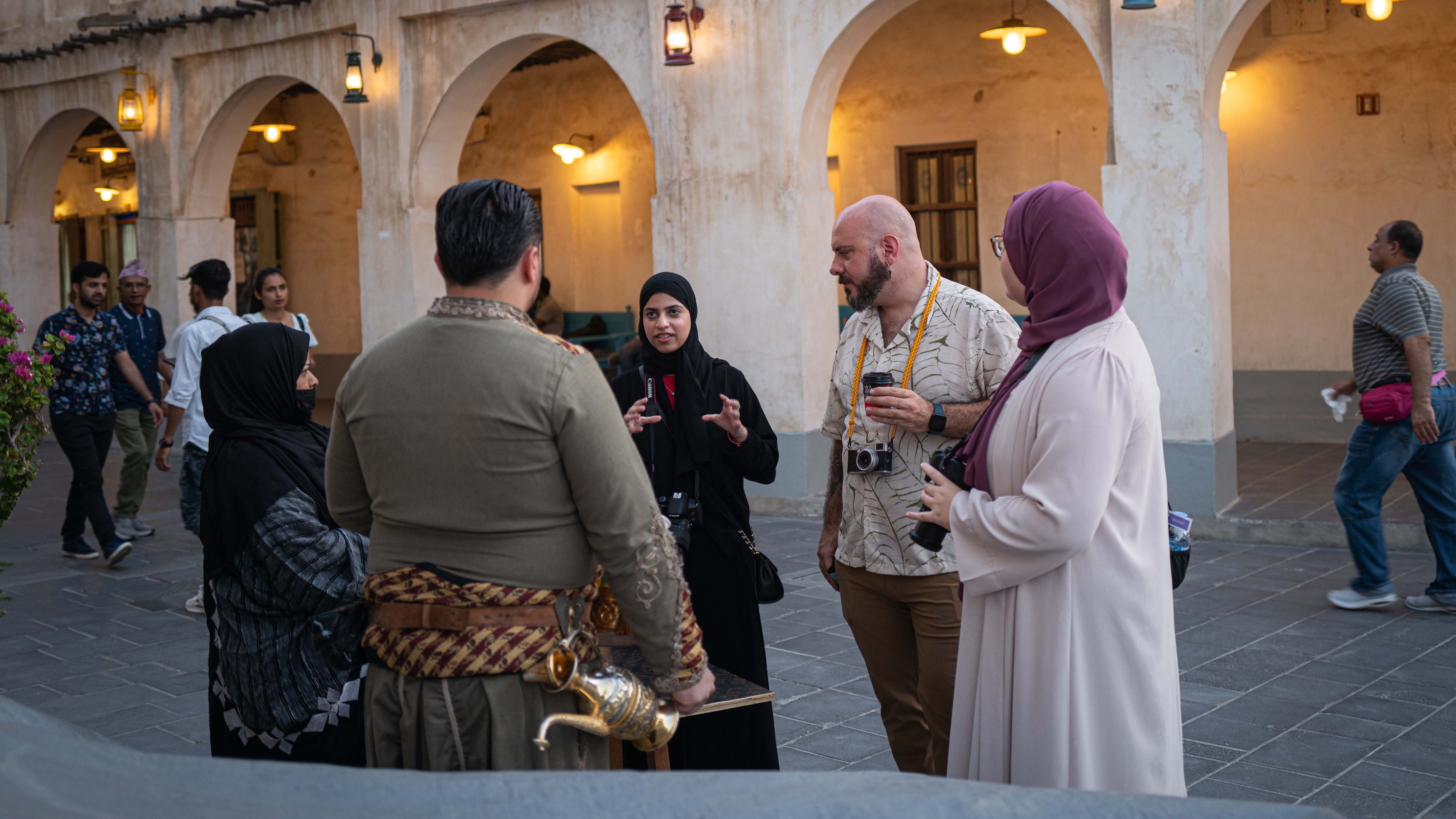 Northwestern Qatar students participate in a photowalk at Souq Waqif capturing images and engaging with the local environment and its people.